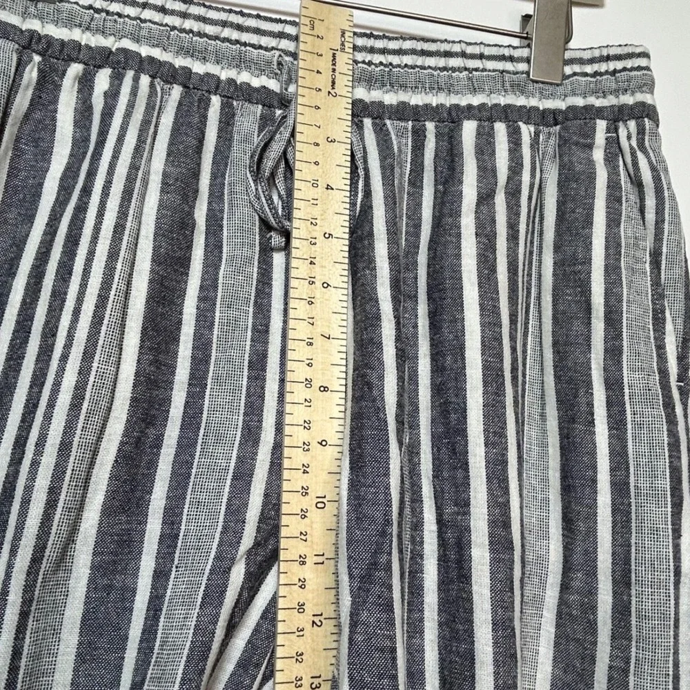 Banana Republic Wide Leg Crop Pants Womens S Blue‎ White Striped Coastal Summer
